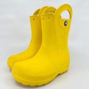 CROCS Kids Yellow Handle It Rain Boots Size C11 Waterproof Lightweight Durable